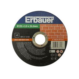 Pack 5 discos de corte piedra 125x2,5 mm Erbauer