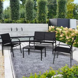 Conjunto de jardín de acero para 4 personas Brazza