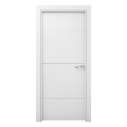 Puerta de interior maciza lacada Carys blanca 72,5cm izquierda con tapajuntas Geom
