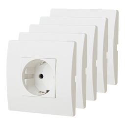 Juego de 5x bases 2P+T Schuko blanco