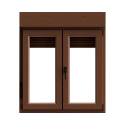 Ventana PVC oscilobatiente con persiana roble 5 cámaras 117x100cm