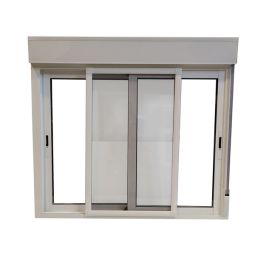 Ventana aluminio corredera con persiana y mosquitera 116x120 cm