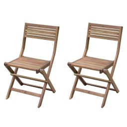 Pack de 2 sillas de jardín plegables de madera de Acacia Lyco GoodHome