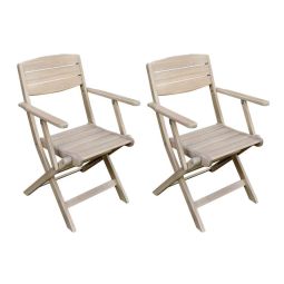 Pack de 2 sillas de jardín plegables de madera de Acacia con brazos Riveo GoodHome 