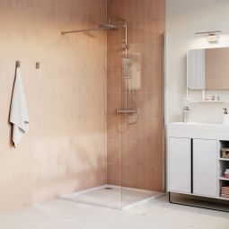 Panel italiano cromo con cristal transparente 90cm Odalia