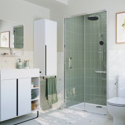 Panel plegable cromo con cristal transparente 80cm Odalia