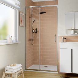 Panel corredero cromo con cristal transparente 100cm Odalia