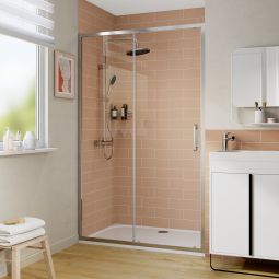 Panel corredero cromo con cristal transparente 120cm Odalia