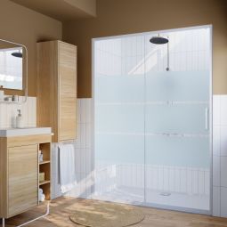 Panel corredero blanco con cristal serigrafiado 140cm Odalia