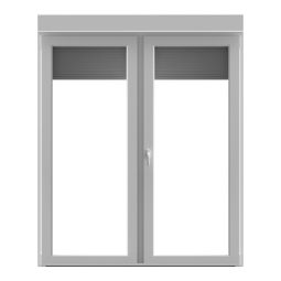 Balconera PVC practicable 2 hojas blanco con persiana 217x140cm Geom