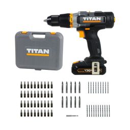 Taladro percutor 18V 1x2Ah con 71 accesorios Titan
