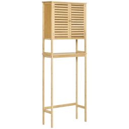 Mueble sobre inodoro 60x23x173 cm bambú color marrón kleankin, hogar - baño