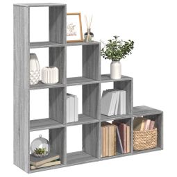 Librería divisora 4 niveles madera gris sonoma 131,5x29x131,5cm