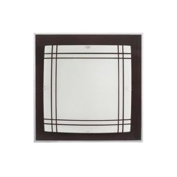 Plafón - amet - wengué - vidrio decorado - 2 casquillos E27