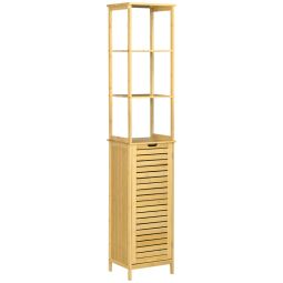 Estantería de baño 34x30x173 cm bambú color marrón kleankin, hogar - baño