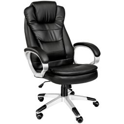 Tectake silla de oficina acolchada, altura ajustable 47 - 55 cm, negro