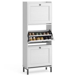 Mueble zapatero de entrada de mdf blanco - 50 x 24 x 130 cm