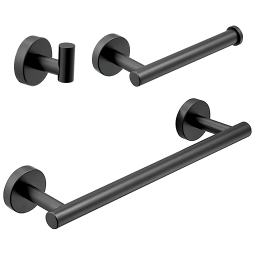 Valaz accesorios de baño en negro mate toallero 40cm+1percha+portarollos