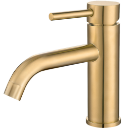 Valaz grifo de lavabo monomando redondo dorado cepillado serie jabalón