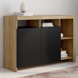 Aparador moderno - madera y negro - 110 cm