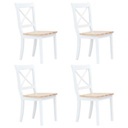 Sillas comedor 4 uds madera maciza caucho blanco y madera claro qweo8166