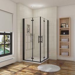 Mampara de ducha plegable,cristal antical 5mm,negro mate,800x800x1900mm