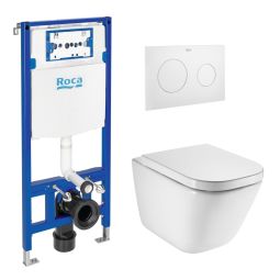 Roca duplo cisterna y pulsador pl10 blanco mate con inodoro roca the gap