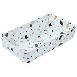 Lavabo sobre encimera nules 51 x 34 cm cerámica efecto terrazo blanco