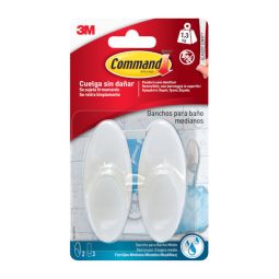 Percha adhesiva mediana baños 3m 2 uds