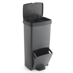 Cubo de basura vertical 70l, 2 compartimentos, para residuos, 76 cm