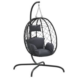 vidaXL sillón colgante con forma de huevo y cojín antracita de ratán