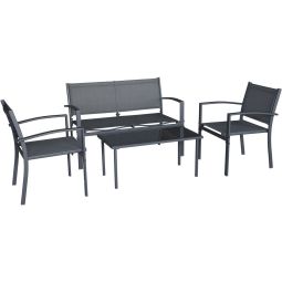 Conjunto de muebles de jardín de metal "lino ii" - 4 plazas - negro