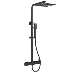 Valaz barra de ducha cuadrada ajustable 120cm negro mate - 40cm - 40cm
