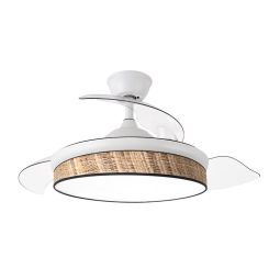 Ventilador dc moda 72w blanco/cañizo oscuro 3 aspas