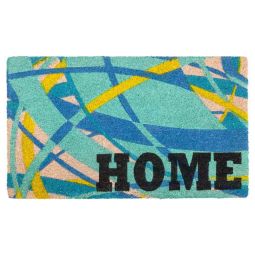 Felpudo de coco estampado azul y amarillo 45x75