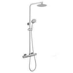 Kibath columna ducha termostática redonda de 75-125 cm cromo brillo