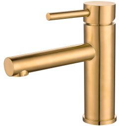 Valaz grifo de lavabo monomando redondo caño recto oro mate