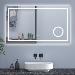 Aica espejo de baño LED 120×70cm,espejo de aumento,bluetooth