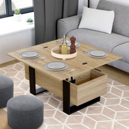 Mesa de centro elevable de madera negra - 97,5 cm