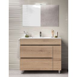 Mueble de baño caprera, lavabo y espejo 100x40cm estepa