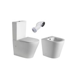 Combo inodoro fondo reducido + bidet a suelo blanco mate