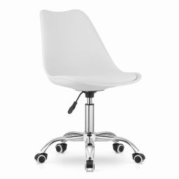 Silla giratoria valora viro, cuero ecológico de polipropileno blanco