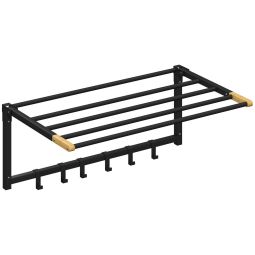 Toallero de pared 60x32.5x20 cm metal, bambú Homcom, hogar - baño
