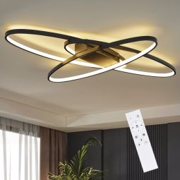 Nettlife lámpara de techo LED negra 75w regulable con mando a distancia