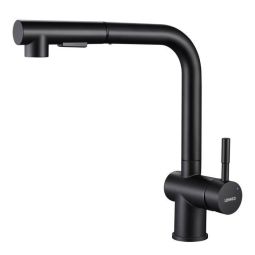 Grifo de cocina de acero inoxidable, mezclador de fregadero negro giratorio