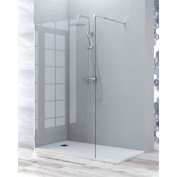 Mampara ducha fijo walk in | panel ducha transparente 90cm cromo brillo