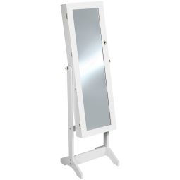 Espejo con joyero ajustable, estable y cerradura con llave blanco