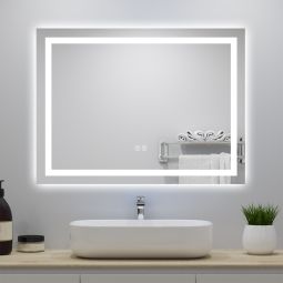Espejo de baño LED 80×60cm + bluetooth + regulación continua + antivaho