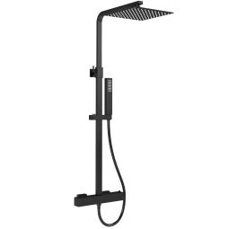 Valaz barra de ducha termostática cuadrada ajustable 120cm negro mate-20cm