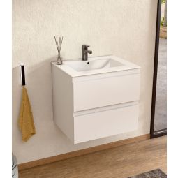 Mueble baño suspendido 60 cm blanco, encimera bellobath